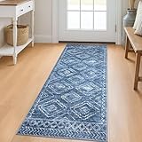 KILOCOCO Runner Rug 2x5 Hallway Runner Rugs Washable Kitchen Runners Non Slip Printed Distressed Laundry Room Rug, Low-Pile Soft Rug Runners for Entryway Bedroom Living Room Bathroom, Stonewashed Blue