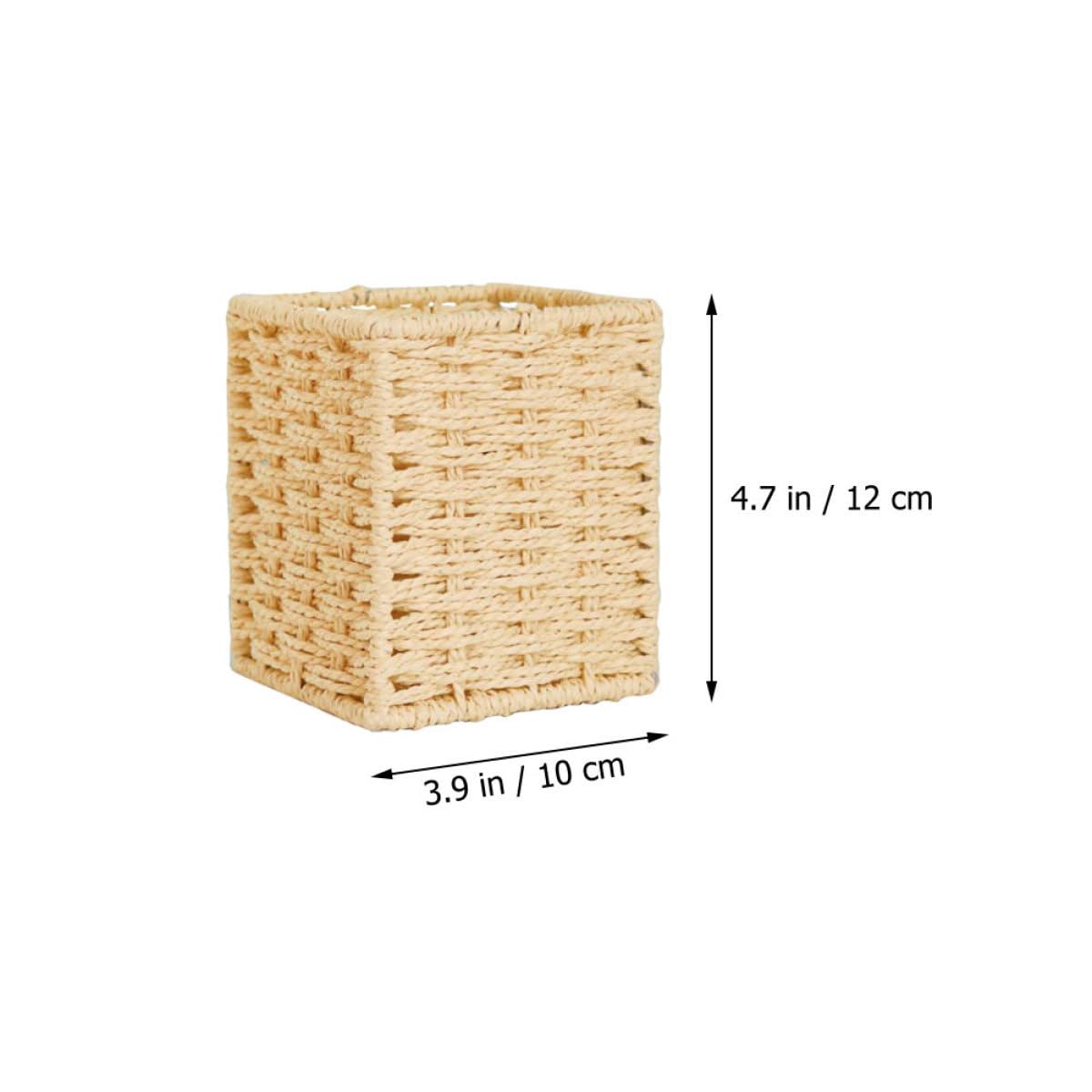 VILLCASE 2 Cajas De Papelería Decorativas Contenedor De Bolígrafos Tejido Portalápices De Algas Marinas Contenedores De Escritorio De Oficina Cesta De Almacenamiento