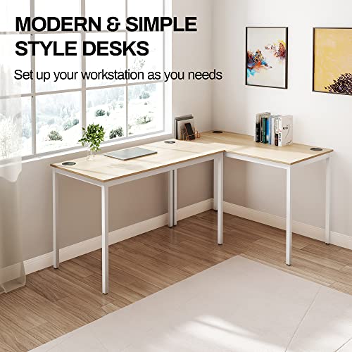 Designa 47 Inch White Home Office Computer Desk, Modern Simple Sturdy Work Study Writing Pc Gaming Table For Large Spaces Adult Teens Kids Bedroom Kitchen Dinning Room Corner With Metal Frame, Walnut #TOP4