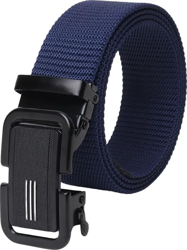 Image of TPM Nylon Canvas Belt with Automatic Buckle, Navy Blue, Adjustable Tactical Military Style