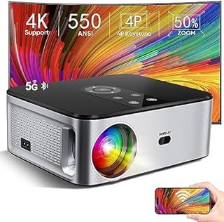 Projector, HORLAT Full HD 1080P 5G WiFi Bluetooth Projector 4K Supported, 16000 Lumen with Touch Screen, Auto Keystone Correction, 50% Zoom, Home Cinema Projector for Smartphone/TV Stick/PS5