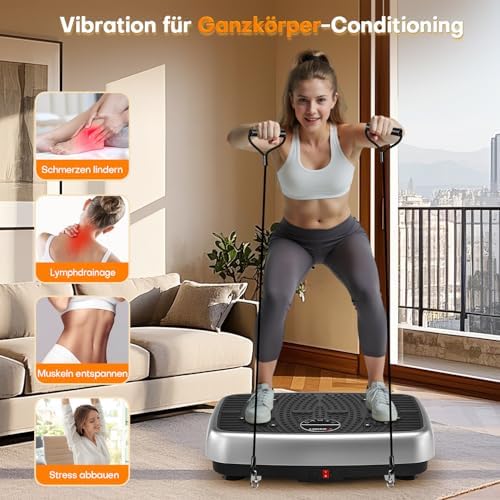 Bild 4 - Vibrationsplatte, 2025 Verbesserte Vibrationsplatte mit Doppelmotoren für Abnehmen, Ganzkörpertraining, Muskelaufbau - Massagegerät, 450 LBS Kapazität Vibrationsplatte für Home Workout