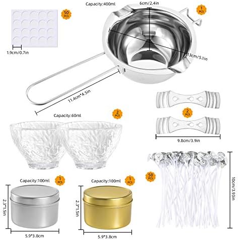 Pajaver DIY Candle Making Kit Supplies for Adults Beginners with Melting Pot, Candle Wicks,Candle Jars for Candle Making, Candle Wicks Holders,(Wax Free) Candles