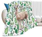 Llama and Cactus Throw Blanket Flannel Fleece Fuzzy Blankets Soft Warm Cozy for Bed Couch Sofa Livin