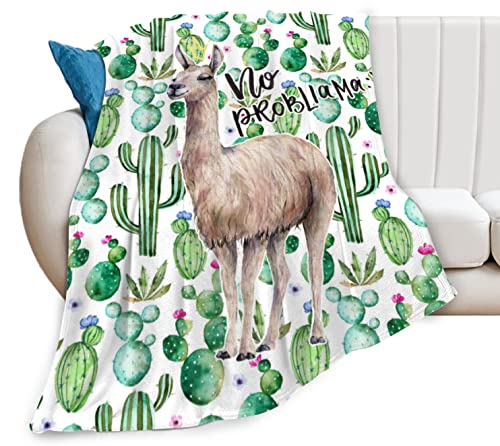 Llama And Cactus Throw Blanket Flannel Fleece Fuzzy Blankets Soft Warm Cozy For Bed Couch Sofa Living Room For Kids 50"X40" #TOP21