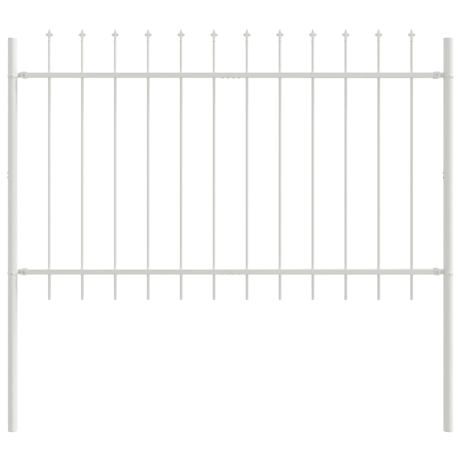 White Metal Garden Fence 7 Panels 11.9 x 1.2 m Powder-Coated Steel Outdoor Boundary Barrier for Patio Yard Lawn Decoration Privacy Security