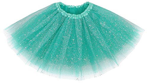 Simplicity Womens Tulle Ballet Tutu Skirt Costume Party Dress,Buish Green Sequin