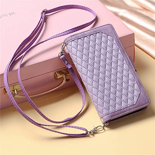Étui portefeuille en cuir avec lanière pour Samsung Galaxy Note et S23 FE, Violet