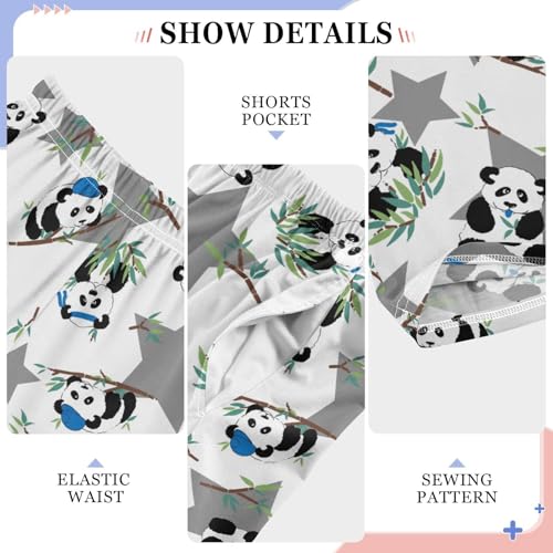 ZZXXB Panda and Star Boys Long Pants Soft Trousers Elastic Waist Kids Lounge Bottoms with Pockets S-XL4