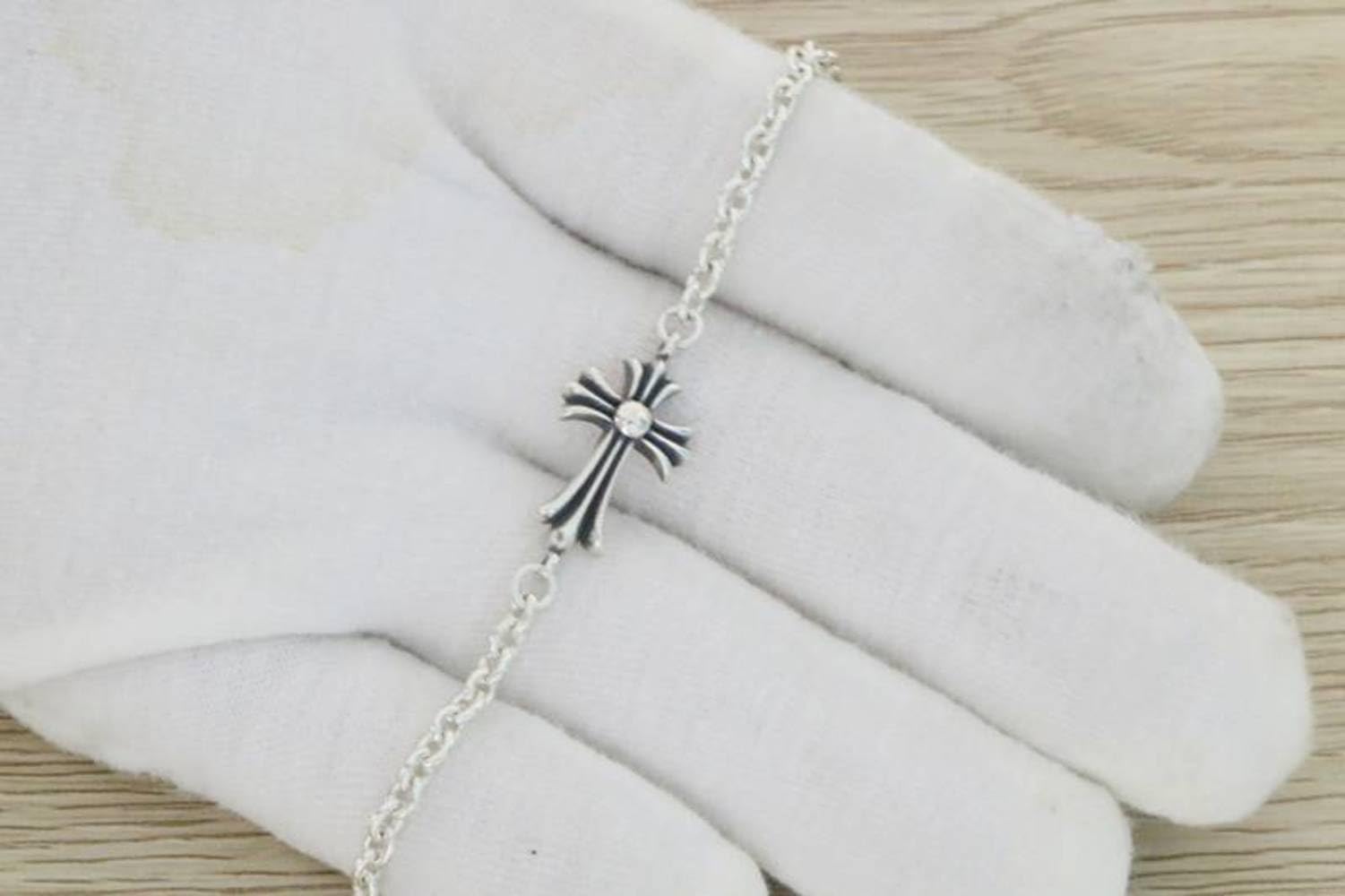 LLXYWJ Bracciale Punk Fashion People Cento croci Bracciale per Uomo e Donna Argento Sterling 925 con Vecchio intarsio personalità Hip-Hop Coppia Gioielli a Mano