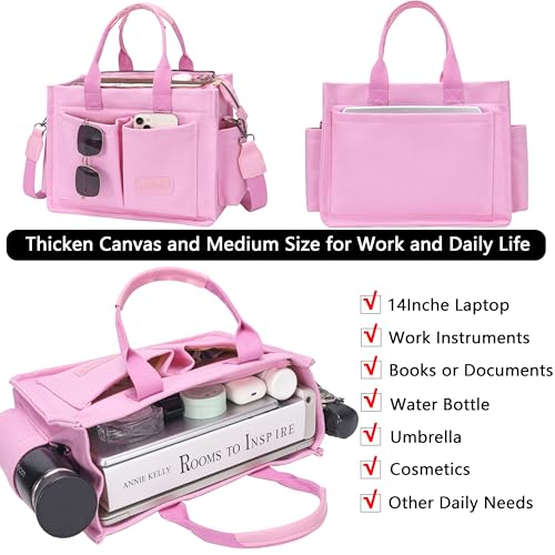 Image of ZHMO Canvas Tote Bag for Women,Women's Bags Crossbody Bags Work Laptop Tote Bag Large Handbags Purse for Travel Nurse Teacher