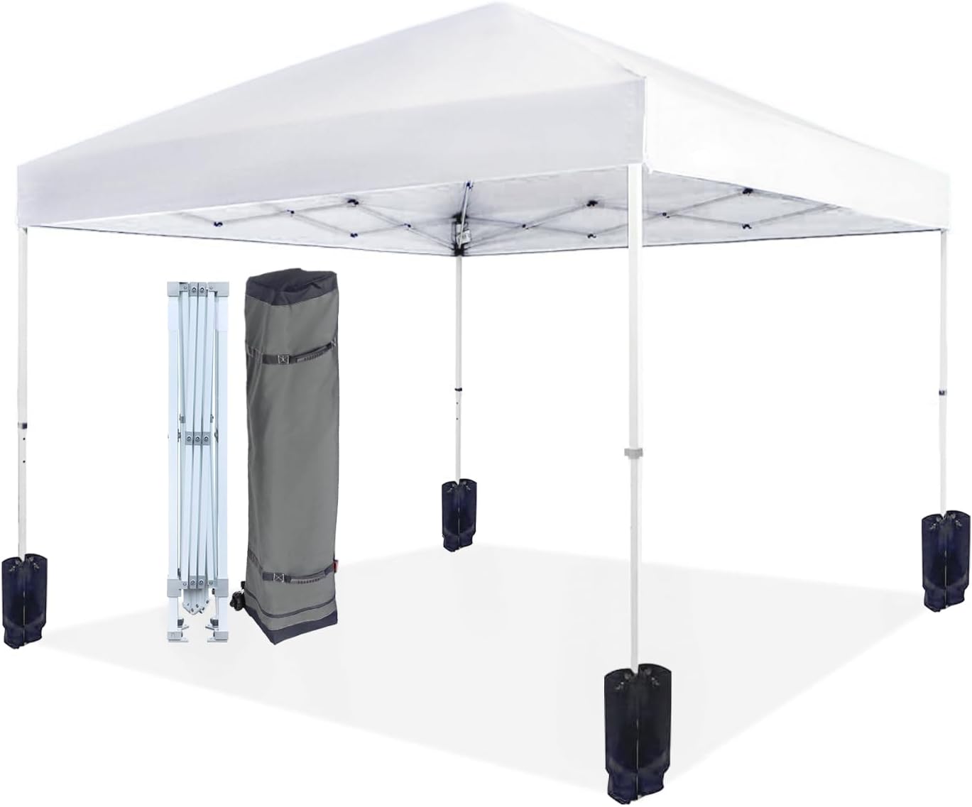 (Similar to) Amazon Basics Outdoor Pop Up 10 x 10 Canopy Tent for Events, Portable with Easy Setup, One-Push, Includes Wheeled Carry Bag, 8 Pegs, 4 Ropes, 4 Weighted Bags, White One-Push Pop Up White