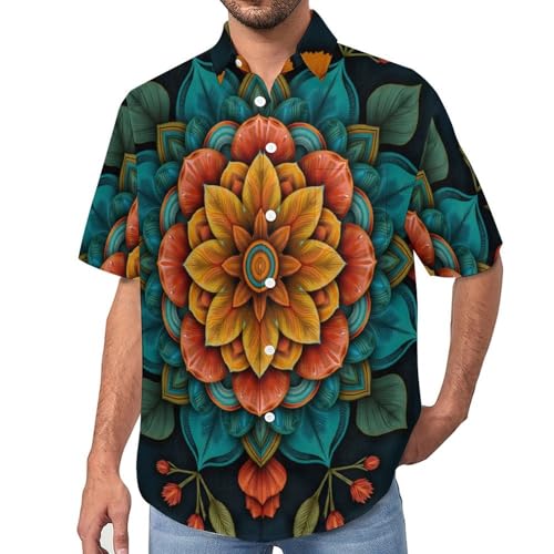 Chemise hawaïenne homme imprimé mandala vêtement bohème idéal pour vos vacances à la plage