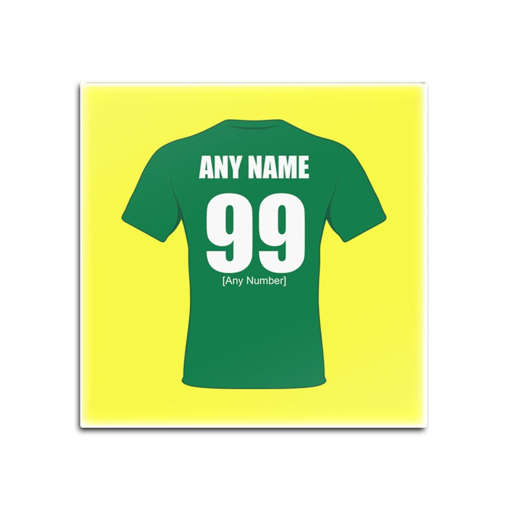 Dessous de Verre en Bois Antitache Rugby Personnalisé Jaune Carré