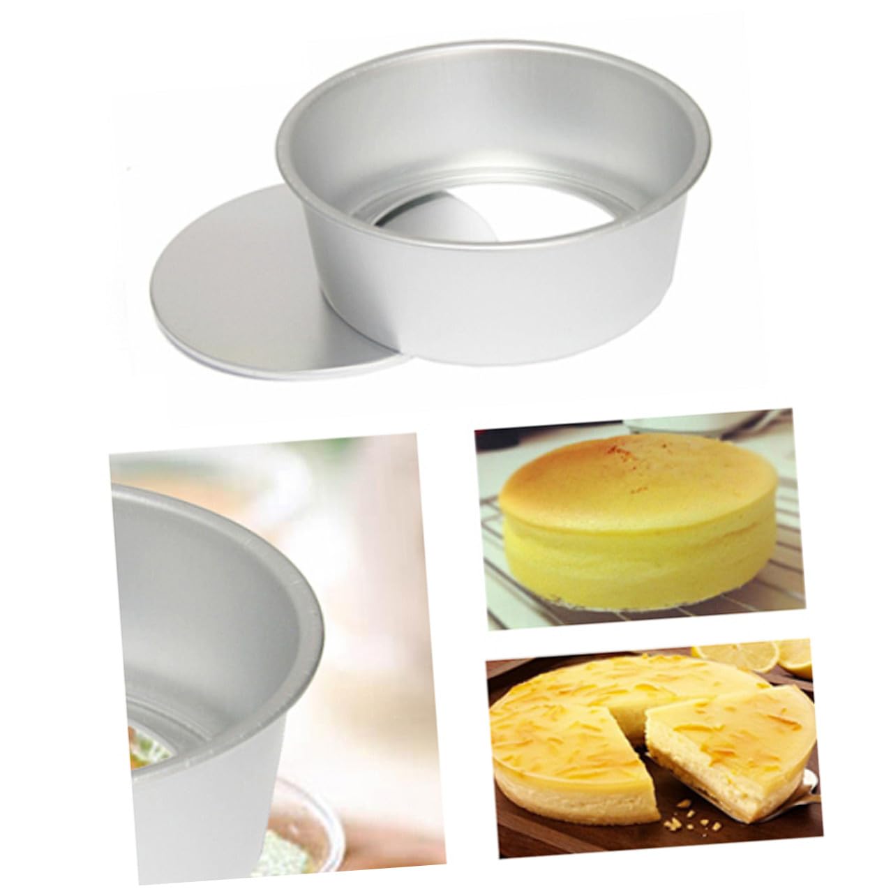 INOOMP Molde De Repostería Redondo Aluminio Anodizado Con Base Desmontable Antideslizante Para Bizcochos Tartas y Postres Resistente Óxido y Deformaciones Color Plateado