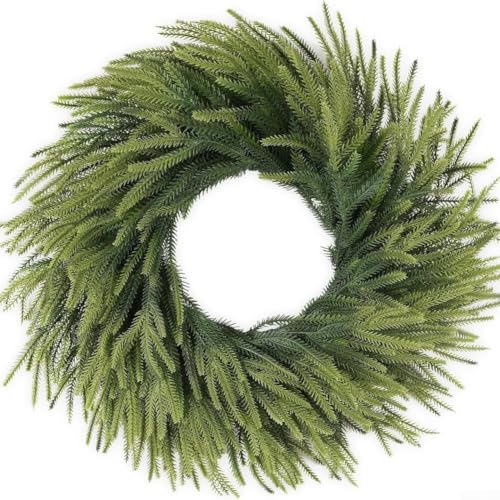 Corona de pino para puerta con vegetación realista y diseño, adecuada tanto para interiores como exteriores (corona de 30 cm)
