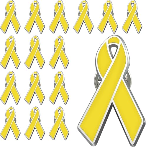 Image of 6/12/25/50/100/200 pieces Yellow Ribbon Pin Enamel Awareness Brooch lapel Pins Bone Cancer Support Campaign Charity Donation Event Gift Accessories Badge bulk (50)