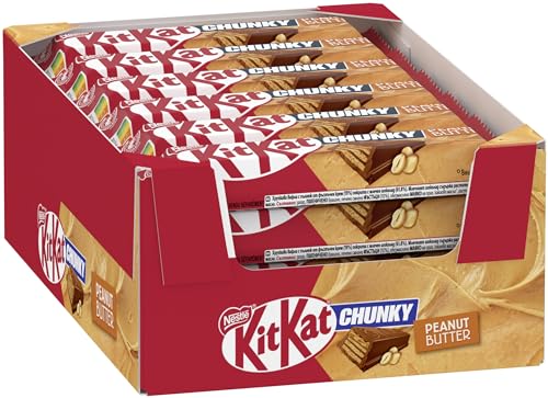 Kitkat NESTLÉ KITKAT CHUNKY Peanut Butter Schokoriegel Knusper-Riegel mit Erdnusscreme & knuspriger Waffel 24er Pack (24 x 42g)