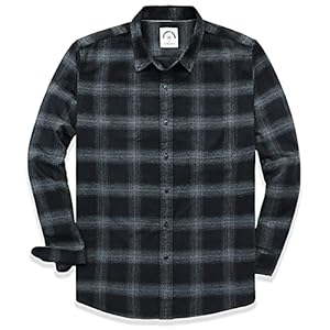 Dubinik® Flannel Shirt for Men Casual Button Down Work Soft All Cotton Lightweight Flannel Mens Plaid Shirts Long Sleeve