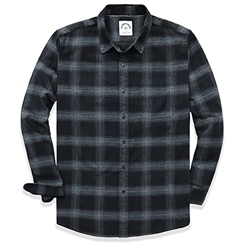 Dubinik® Flannel Shirt for Men Casual Button Down Work Soft All Cotton Lightweight Flannel Mens Plaid Shirts Long Sleeve