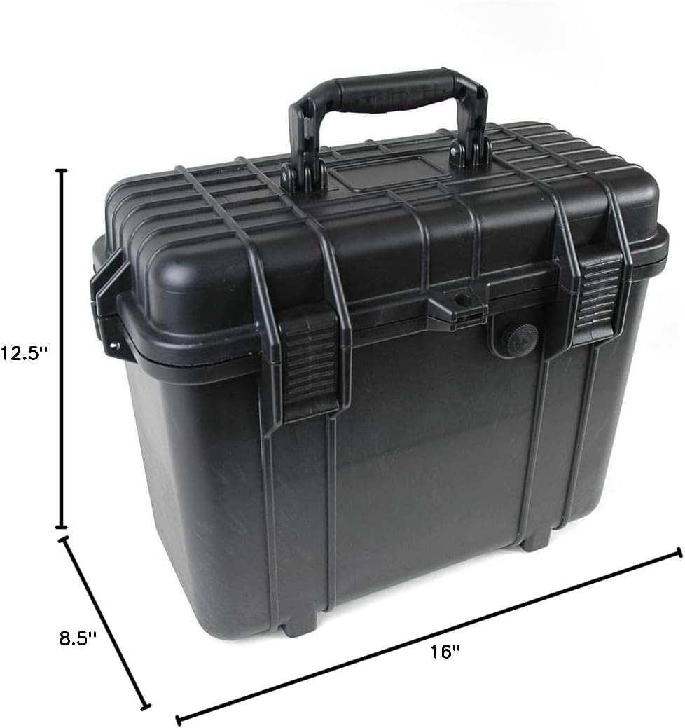 16" Weatherproof Equipment Case, made of Polypropylene Plastic, Black with Foam Insert, 16" X 12.5" X 8.5" - Image 4