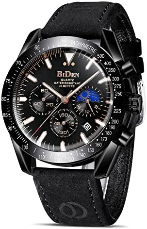 Uhren Herren Edelstahl Chronograph Herrenuhr Wasserdichte Quarz Armbanduhr | 3ATM Wasserdicht Analog Uhr für Business mit Datum, Drehbare Lünette, Leuchtanzeige