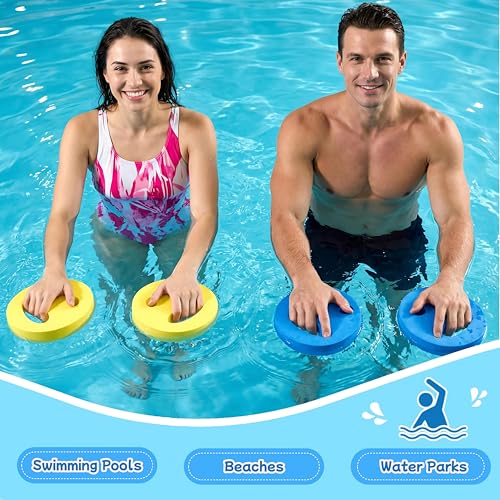 Mezchi 8 PCS Water Exercise Weights for Pool Exercise, 7.1 Inch EVA Foam Weights Swim Disc, Water Pool Resistance Aerobics Equipment for Aquatic Fitness, Therapy, Adults & Swimming Beginners