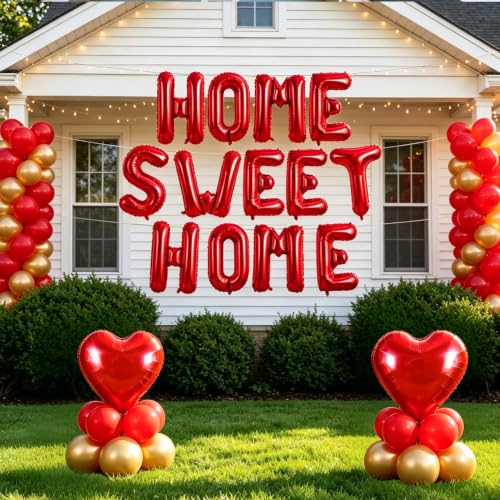 Image of TONIFUL 16 Inch Red HOME SWEET HOME Letter Balloon Decor for Housewarming