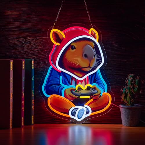 Image of Gaming Capybara Neon Sign Capy Gamer Light for Wall Decor