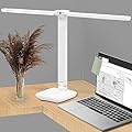 candyfouse LED Desk Lamp Dimmable Double Head Reading Lamp with USB Charging Port, 3 Lighting Modes, Sensitive Control, Eye-Caring Office Lamp for Study Reading Drafting (White)