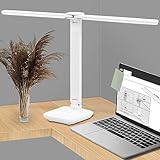 candyfouse LED Desk Lamp Dimmable Double Head Reading Lamp with USB Charging Port, 3 Lighting Modes, Sensitive Control, Eye-Caring Office Lamp for Study Reading Drafting (White)