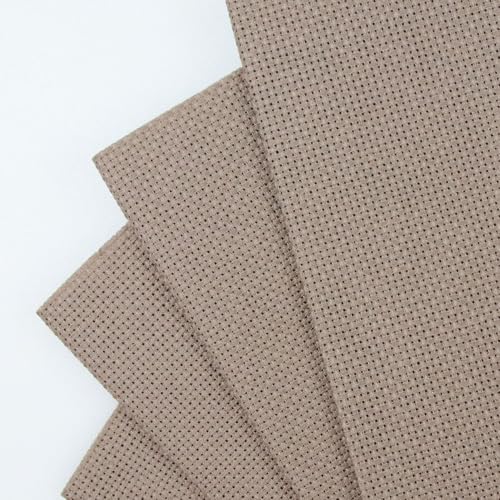 Image of KCS 4 /6 pc of 12 inch x 18 inch 30cmx45cm 18CT Counted Cotton Aida Cloth Cross Stitch Fabric (Coffee, 4 pc)