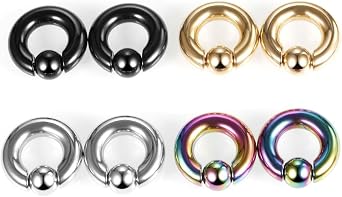 1 PC Silver 12G-8G-6G-4G-2G-0G-00G Stainless Steel Nose Septum Earrings Nipple Captive Bead Ring Spring Ball Rings Tool Surface Piercing Jewelry For Men And Women 12-16mm