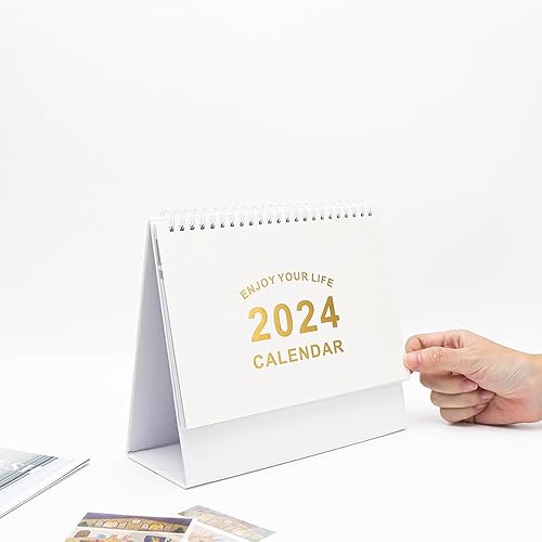 Miniatura 7 de Calendario de escritorio 2024, calendario de escritorio plegable blanco, calendario mensual con lista de tareas pendientes de septiembre de 2023 a