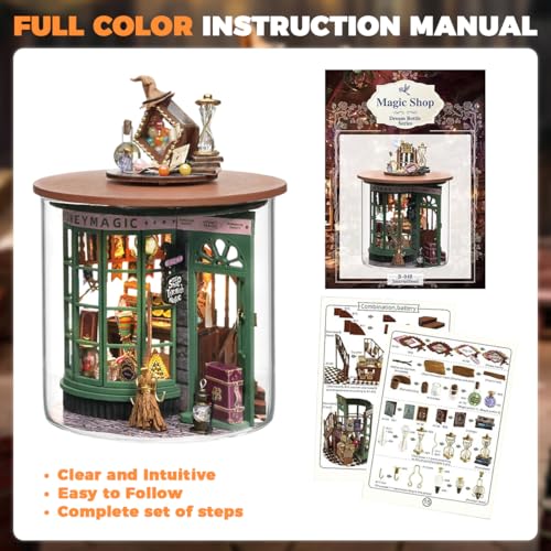 Image of PATPAT Robotime DIY Mini Hogsmeade's Sweet Shop Craft Kit with Built-in Lighting and Dustproof Cover for Home Decoration and Gifts,Complete Creative Handmade Model Set for Hobbyists Beginners