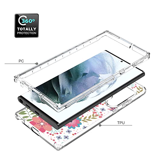 Coque antichoc pour Galaxy S22 Ultra transparente fleurie en TPU souple - 4