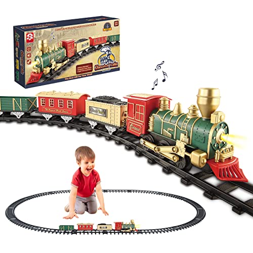JUQU Electric Train Set ToyClassical Christmas Train SetsToddlers Train ToysBatteryPowered
