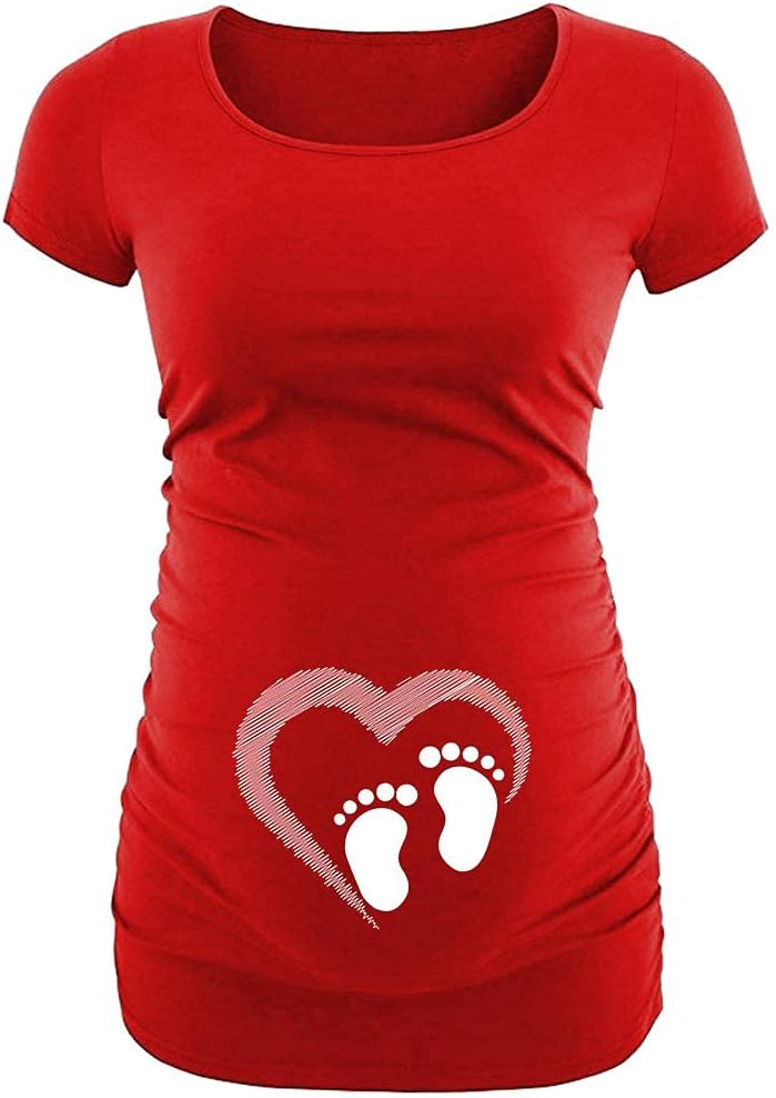 Maternity Shirts for Women - Casual Graphic Ruched Sides Short Sleeve Pregnancy Announcement Shirt - Image 3
