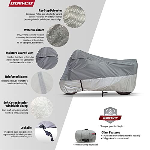 Dowco Guardian 26045-00 Ultralite Plus Water Resistant Indoor/Outdoor Motorcycle Cover: Grey, Adventure Touring #TOP1