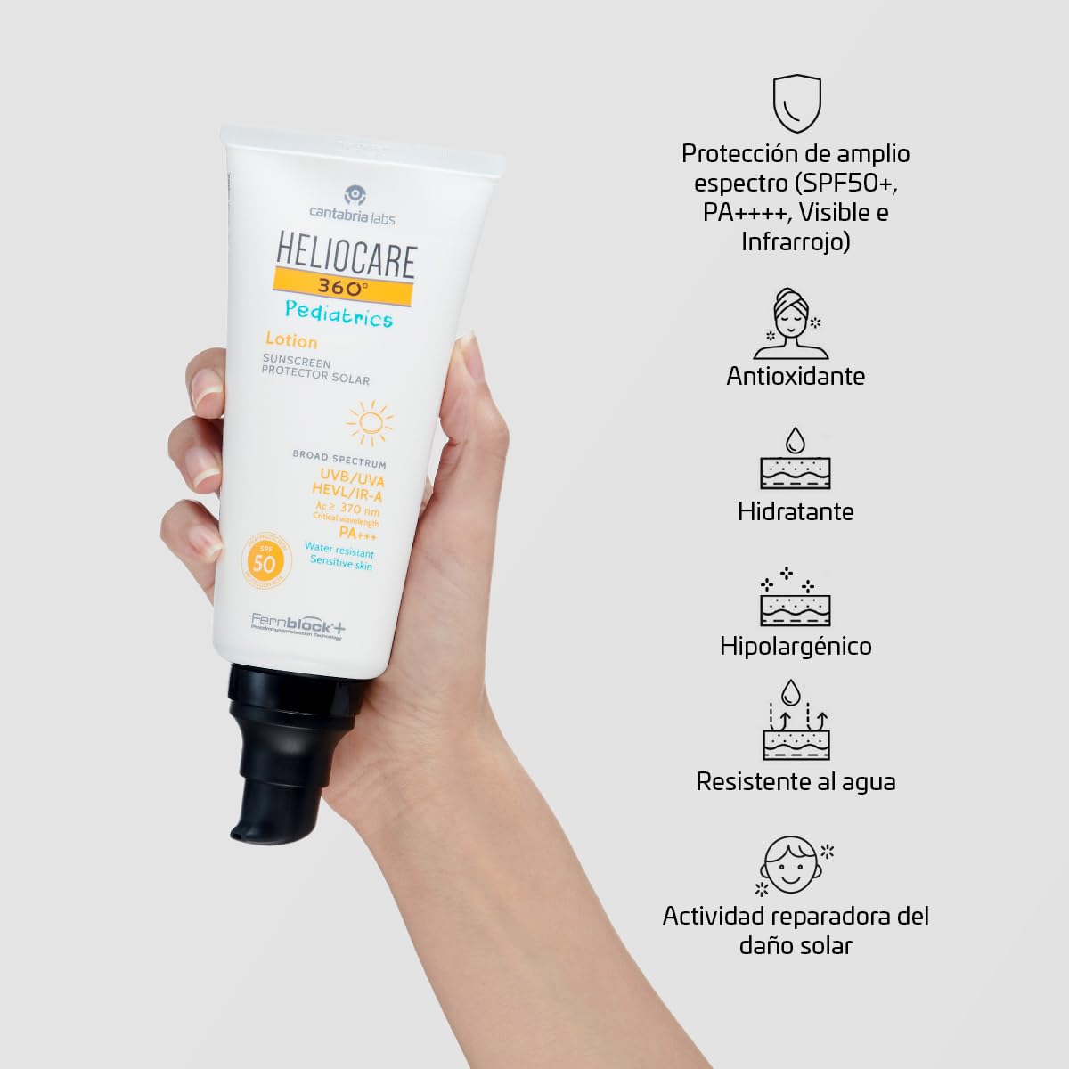 Cantabria Labs - Heliocare 360º Pediatrics Lotion SPF 50 - Loción Fotoprotectora para Niños - Textura Ligera - Protección Avanzada - Resistente al Agua