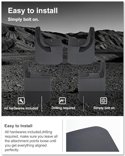 Image of Kiwi Master Mud Flaps for 2018-2026 Jeep Wrangler JL (Not Fits Willys /Rubicon /4xe), OEM Replacement # 82215333 82215332AB, Heavy Duty Mud Guards, Front & Rear Splash Guards, 4 Pcs Set