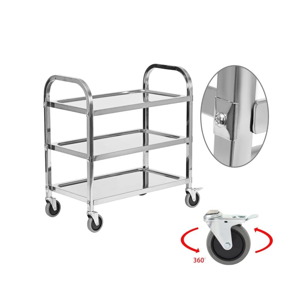 Buy 3 Tier Catering Stainless Steel Kitchen Trolley 72x40x82CM Storage