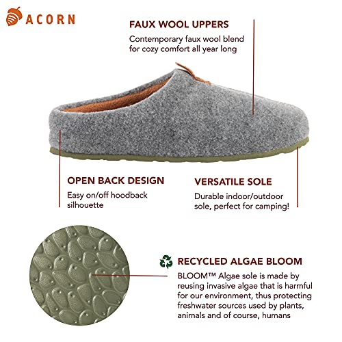 Acorn Women's Algae-Infused Recycled Parker Hoodback Slipper, Ash, 8-9 #TOP1