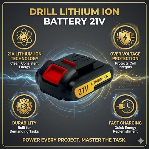 Image of XLNT 21V Cordless Impact Drill Set with 2 Batteries and Fast Charger, 3-in-1 Drill /Screwdriver /Impact Mode, 2-Speed, LED Light,10mm Chuck, Accessories Kit & Carry Case