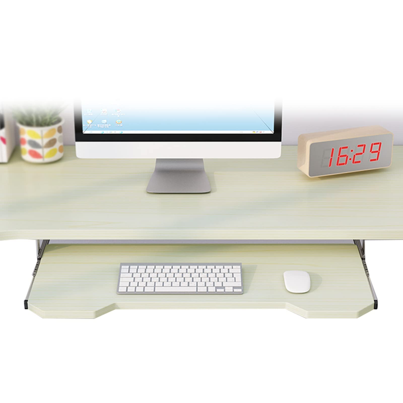 Ergonomiczne przedłużenie biurka z przesuwną platformą pod klawiaturą i myszką, 35 cm, cicha, podblatowa, 70 x 27 cm, idealna do domowego biura.