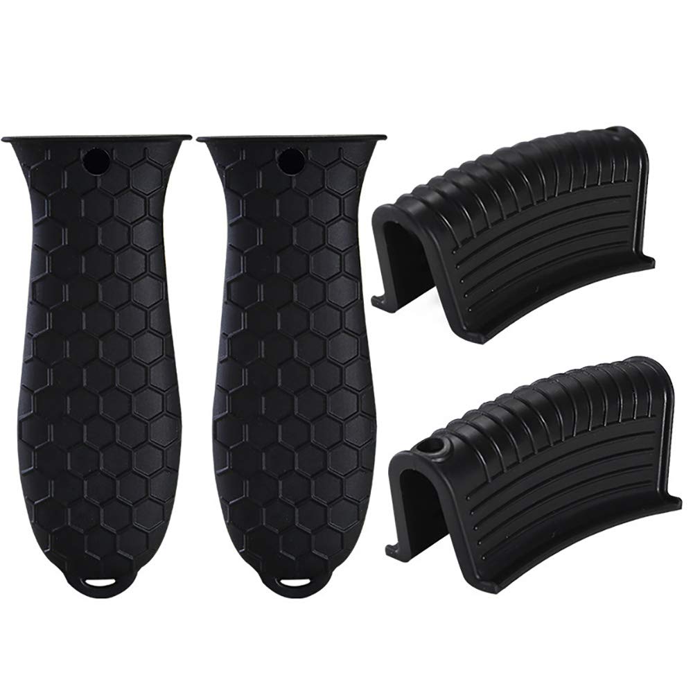4 Pack Non-Slip Silicone Hot Handle Holder Cast Iron Skillet Covers Heat Resistant For Pans Griddles Skillets Metal Cookware Handles