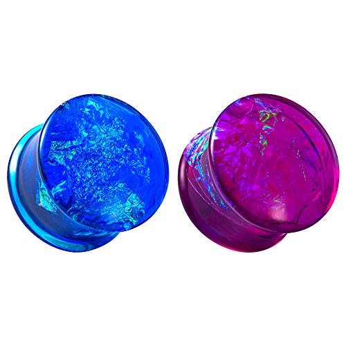 COOEAR 2 Pairs Set Gauges for Ears Flesh Tunnels Kits Plugs Earrings Acrylic Color Foil Ear Expander Stretchers Piercing.