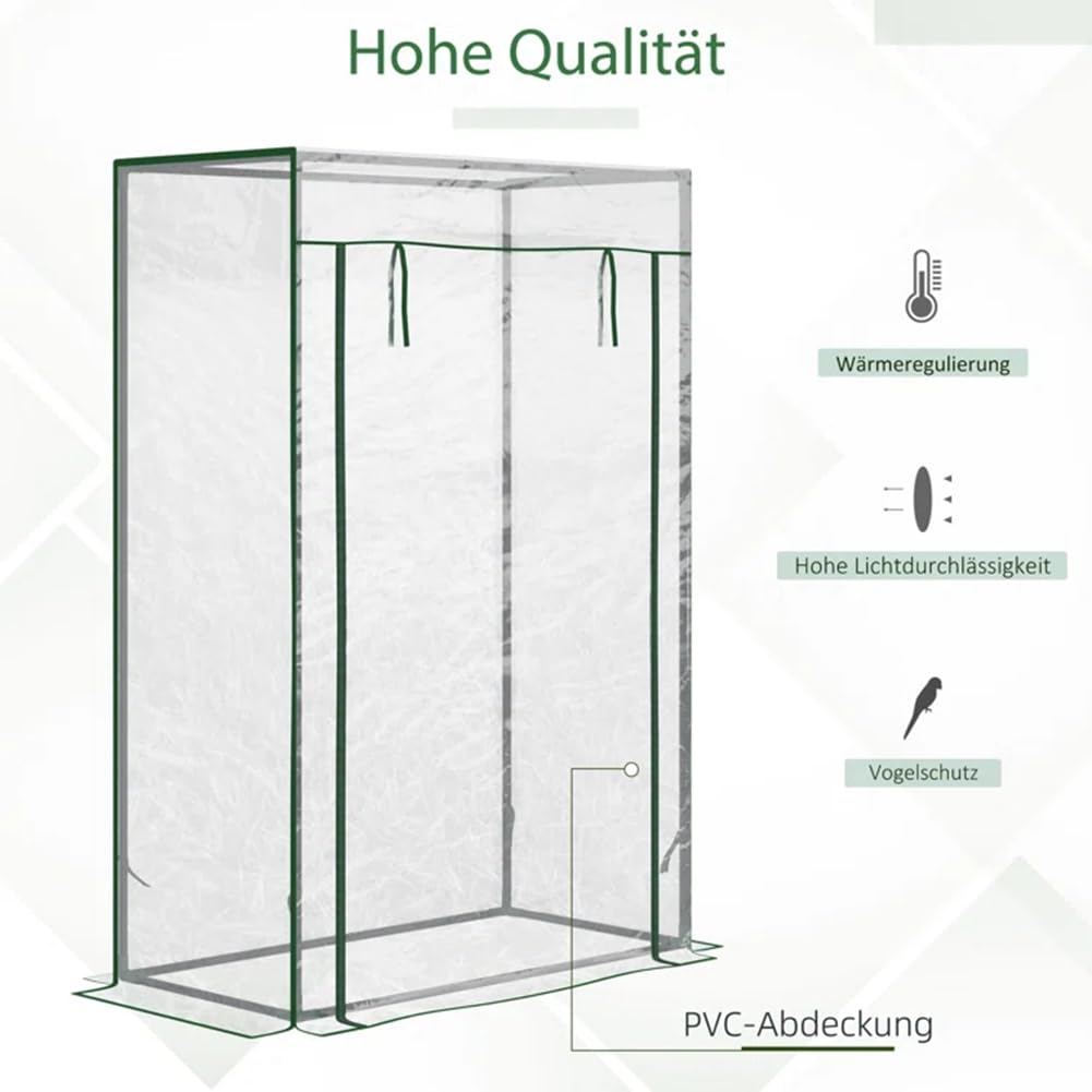 Outsunny Bâche de Rechange Serre Tunnel 18 m², bâche 6 x 3 x 2 m PE Anti-UV imperméable 12 fenêtres Porte Enroulable zippée Blanc
