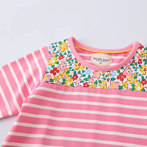 Toddler Girl Long Sleeve Dress Stripe Rainbow Christmas Easter Cotton Casual Tunic Playwear Basic Shirt Party Dresses3