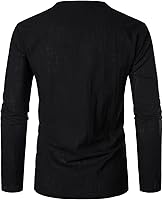 Vista 3 de HOOD CREW Camisetas básicas de manga larga de lino y algodón para hombre